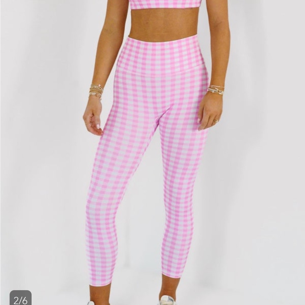 Pink and White Gingham Leggings Set
